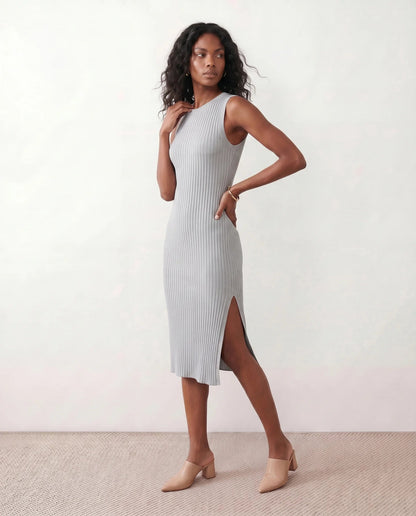 Solange | Ribbed Fitted Sheath Midi Dress