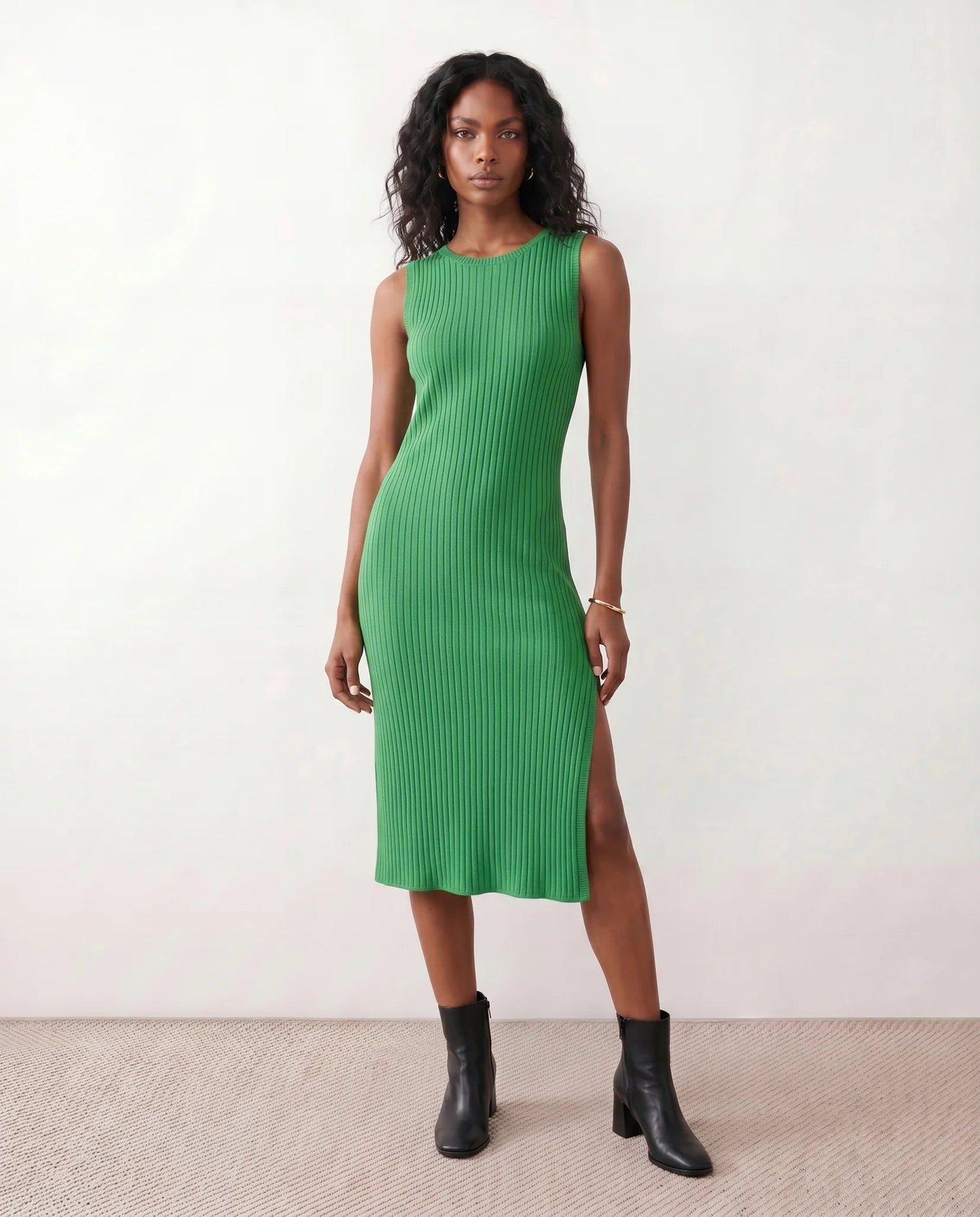 Solange | Ribbed Fitted Sheath Midi Dress