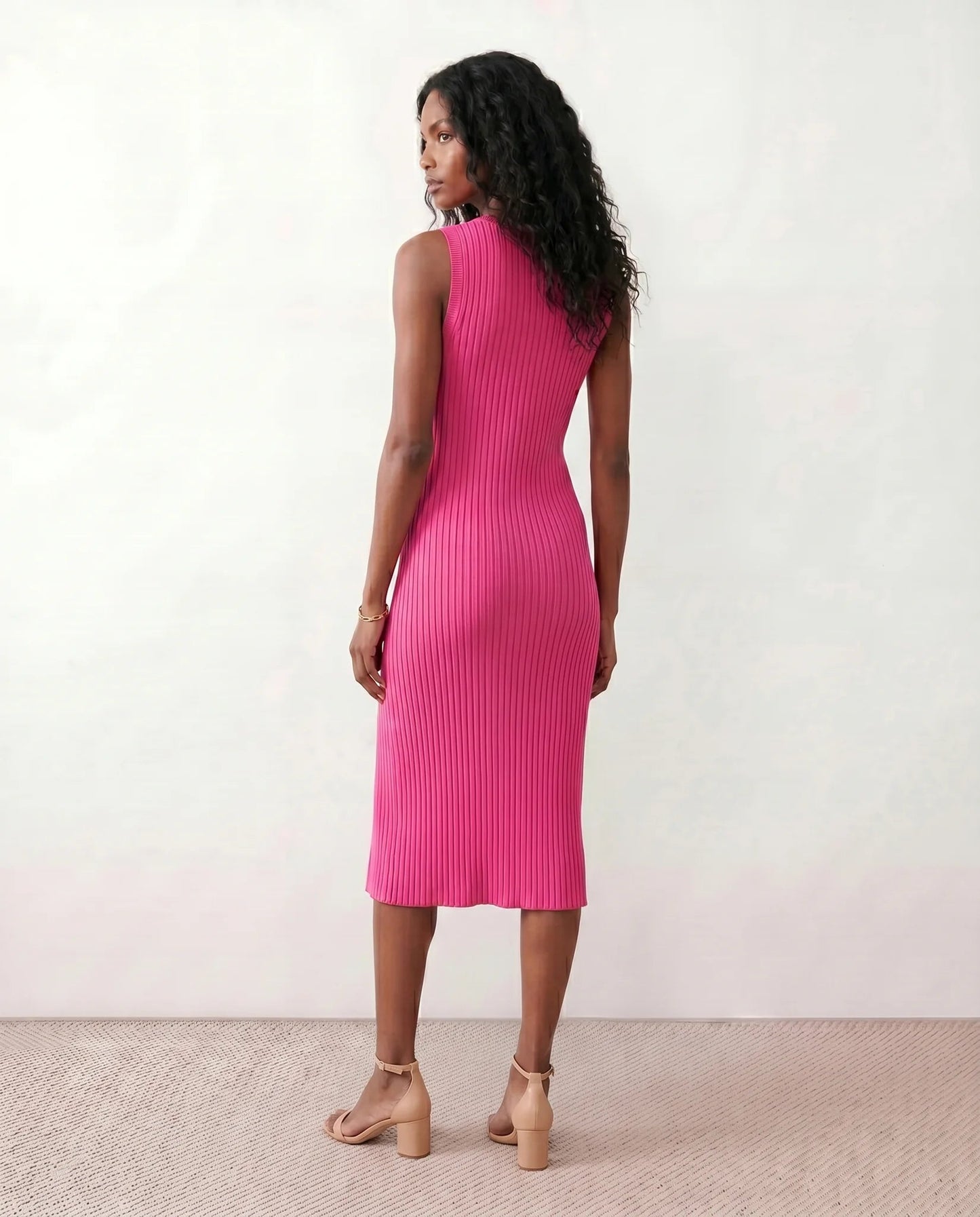 Solange | Ribbed Fitted Sheath Midi Dress