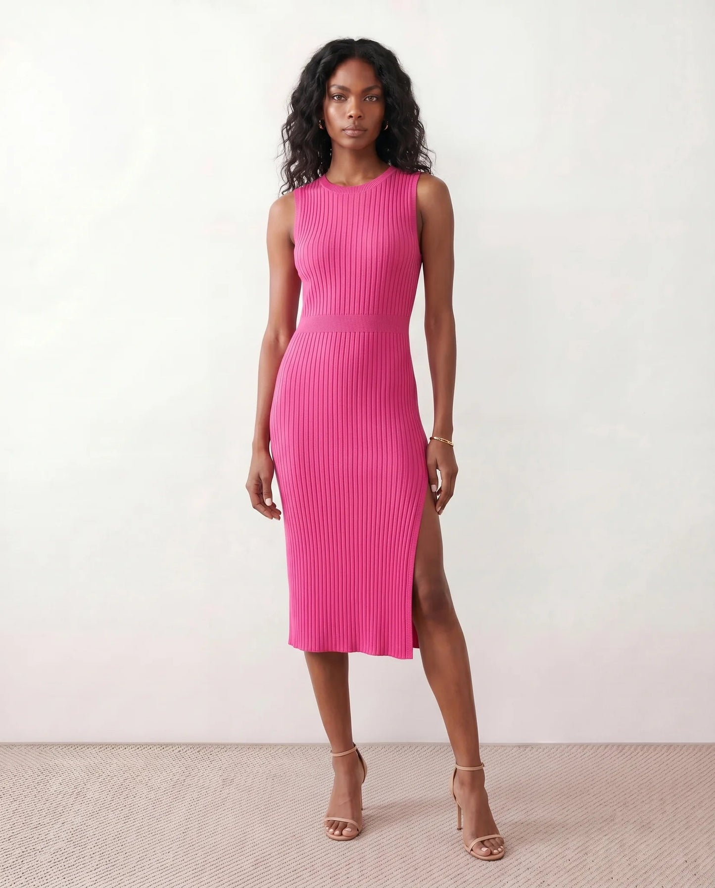 Solange | Ribbed Fitted Sheath Midi Dress