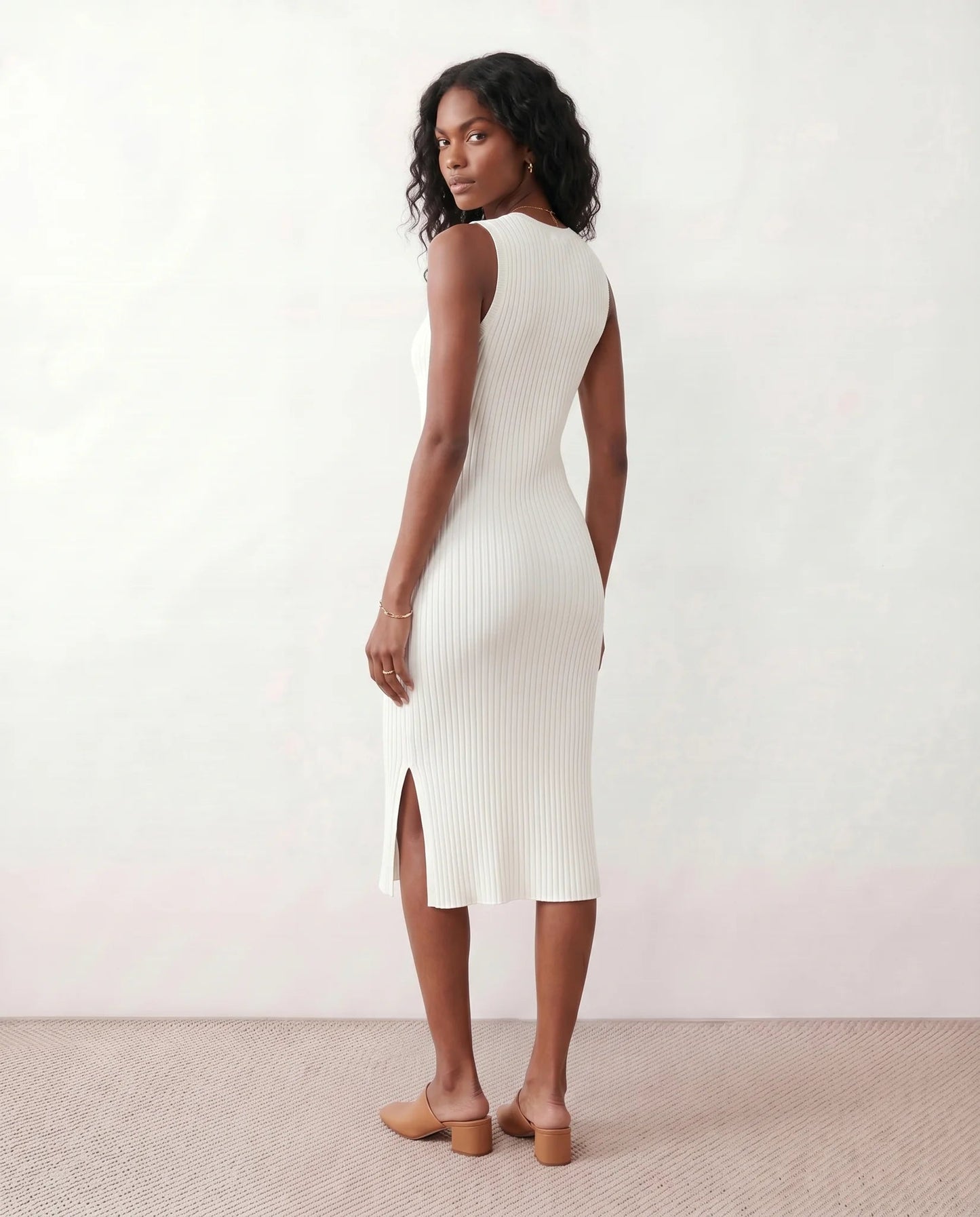 Solange | Ribbed Fitted Sheath Midi Dress