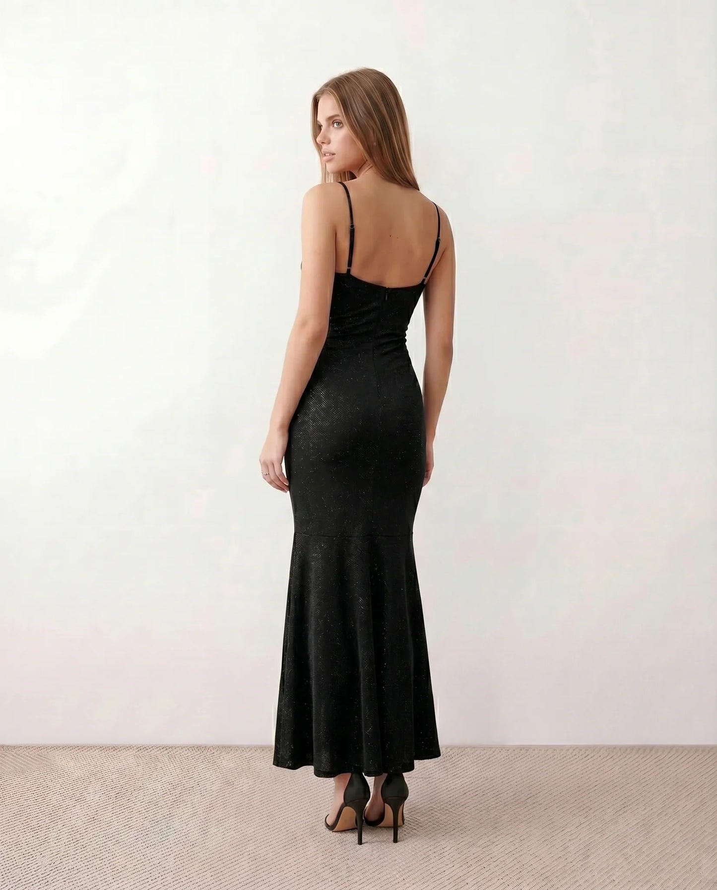 Bernadette | Women's Metallic Cowl Neck Maxi Dress