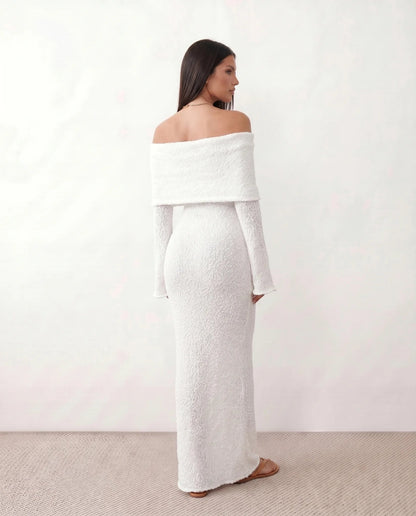 Celiane | Off Shoulder Fitted Knit Maxi Dress