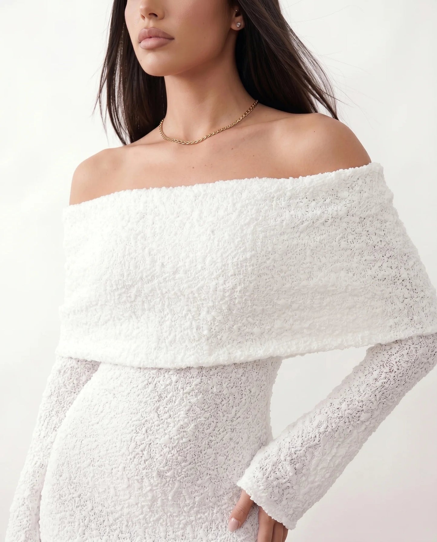 Celiane | Off Shoulder Fitted Knit Maxi Dress