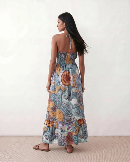 Clemence | Women's Halter A-Line Maxi Dress