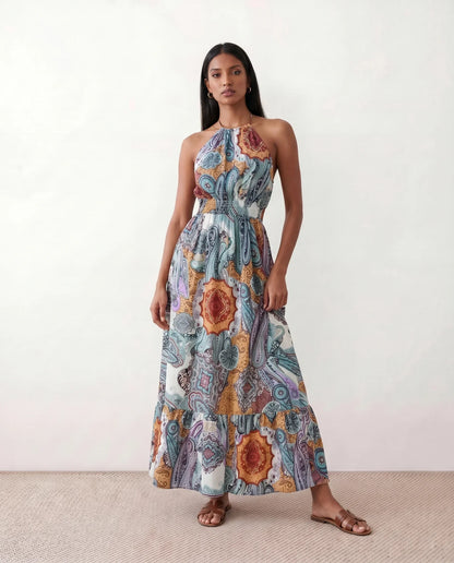 Clemence | Women's Halter A-Line Maxi Dress