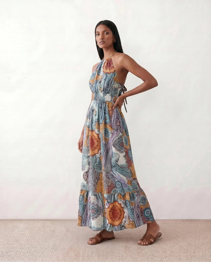 Clemence | Women's Halter A-Line Maxi Dress