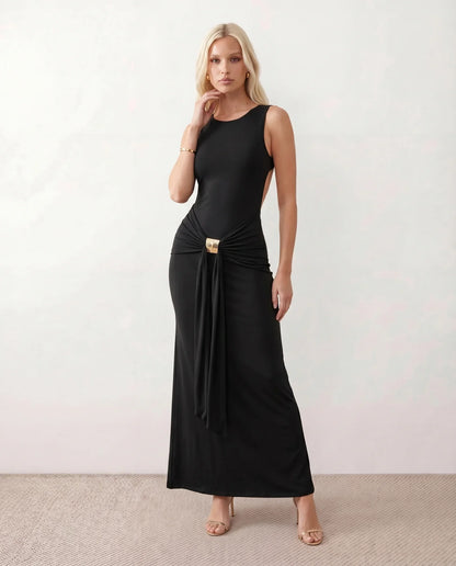 Yseult | Women's Open Back Fitted Maxi Dress