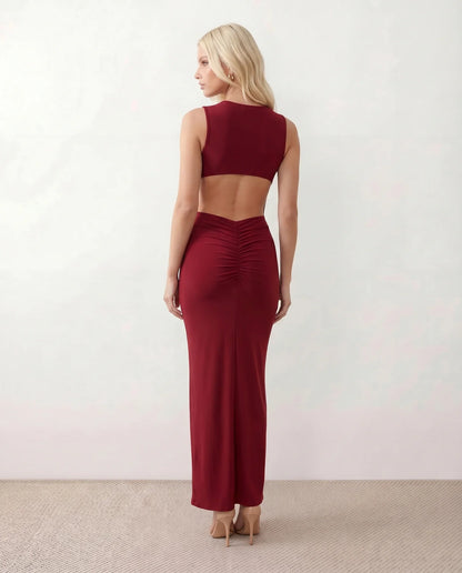 Yseult | Women's Open Back Fitted Maxi Dress