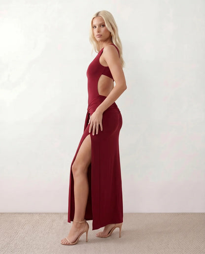 Yseult | Women's Open Back Fitted Maxi Dress
