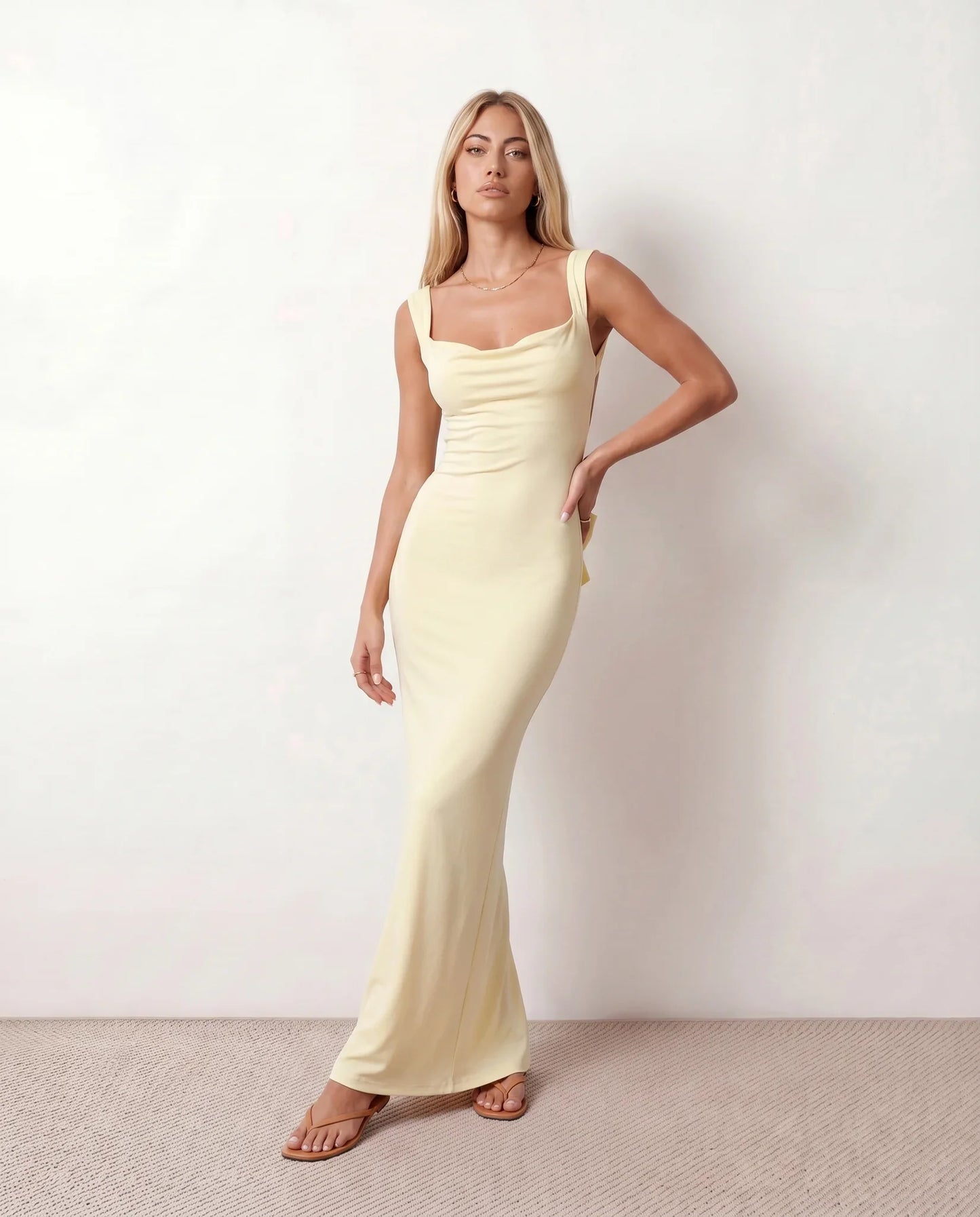 Prune | Women's Cowl Neck Backless Maxi Dress