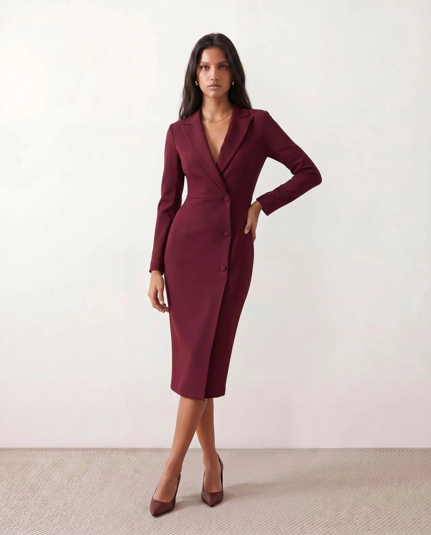 Josephine | V-Neck Button-Front Midi Dress