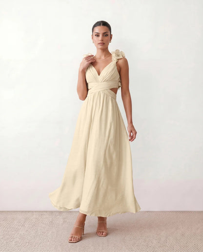 Severine | Lace-Up Open-Back A-Line Midi Dress