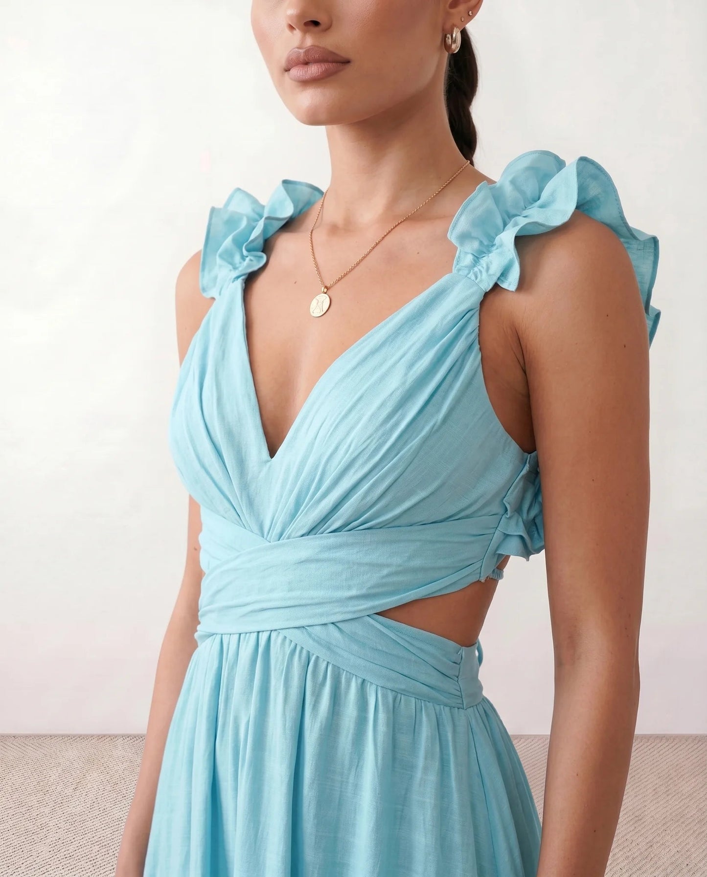 Severine | Lace-Up Open-Back A-Line Midi Dress