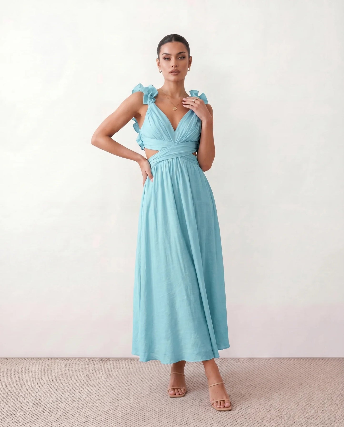 Severine | Lace-Up Open-Back A-Line Midi Dress