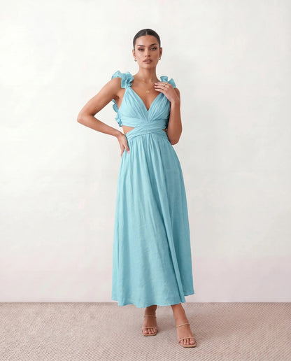 Severine | Lace-Up Open-Back A-Line Midi Dress