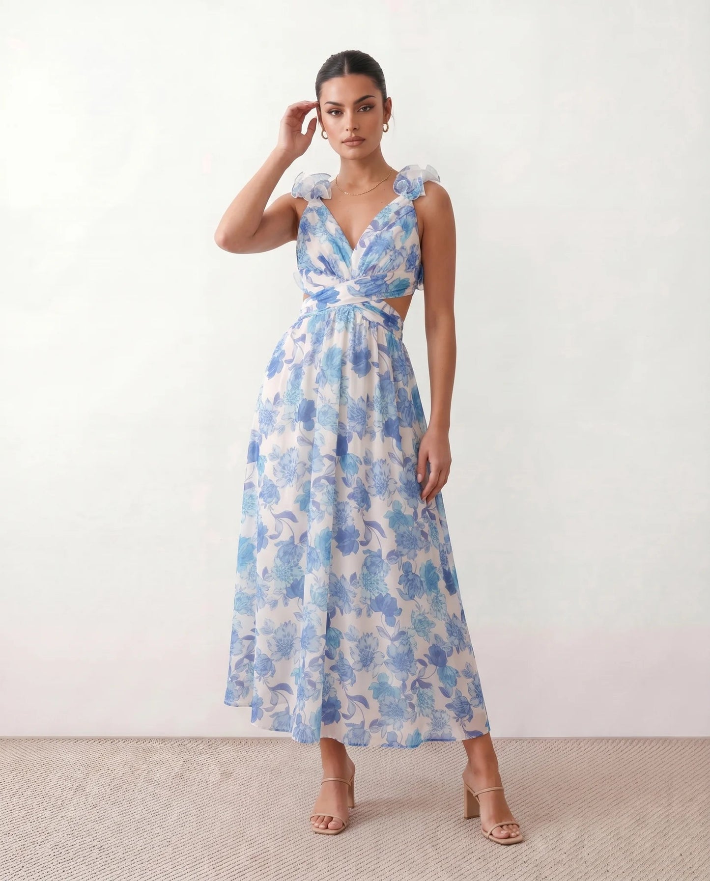 Severine | Lace-Up Open-Back A-Line Midi Dress
