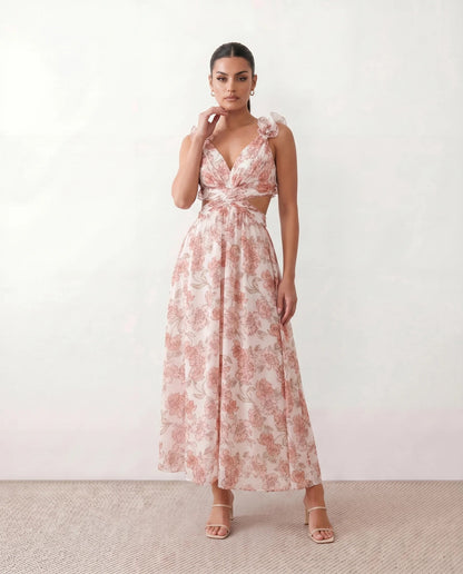 Severine | Lace-Up Open-Back A-Line Midi Dress