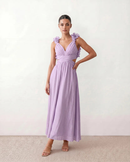 Severine | Lace-Up Open-Back A-Line Midi Dress