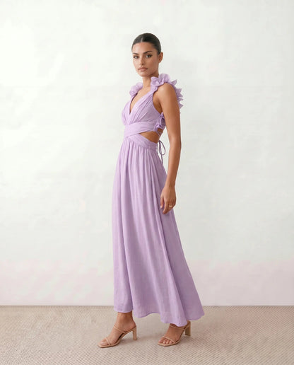 Severine | Lace-Up Open-Back A-Line Midi Dress