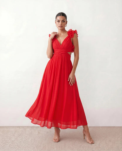 Severine | Lace-Up Open-Back A-Line Midi Dress