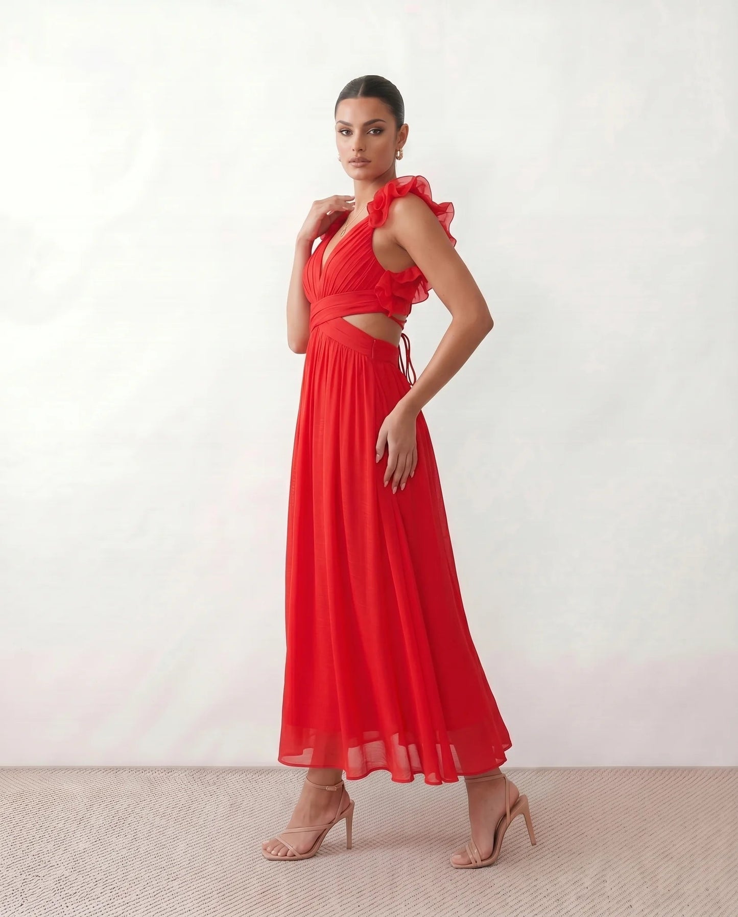 Severine | Lace-Up Open-Back A-Line Midi Dress