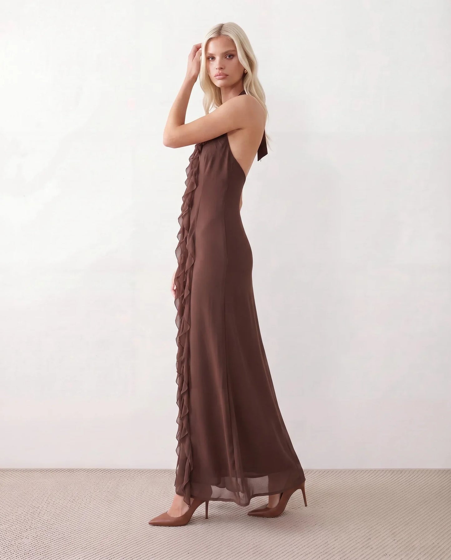 Flavie | Women's Halter Neck Backless Maxi Dress