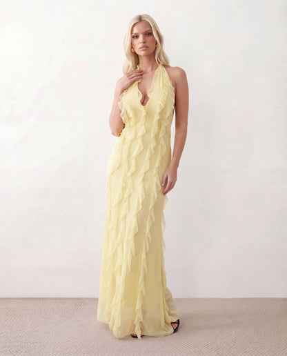 Flavie | Women's Halter Neck Backless Maxi Dress