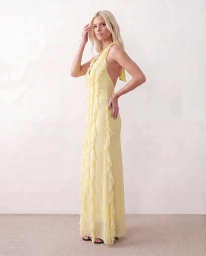 Flavie | Women's Halter Neck Backless Maxi Dress