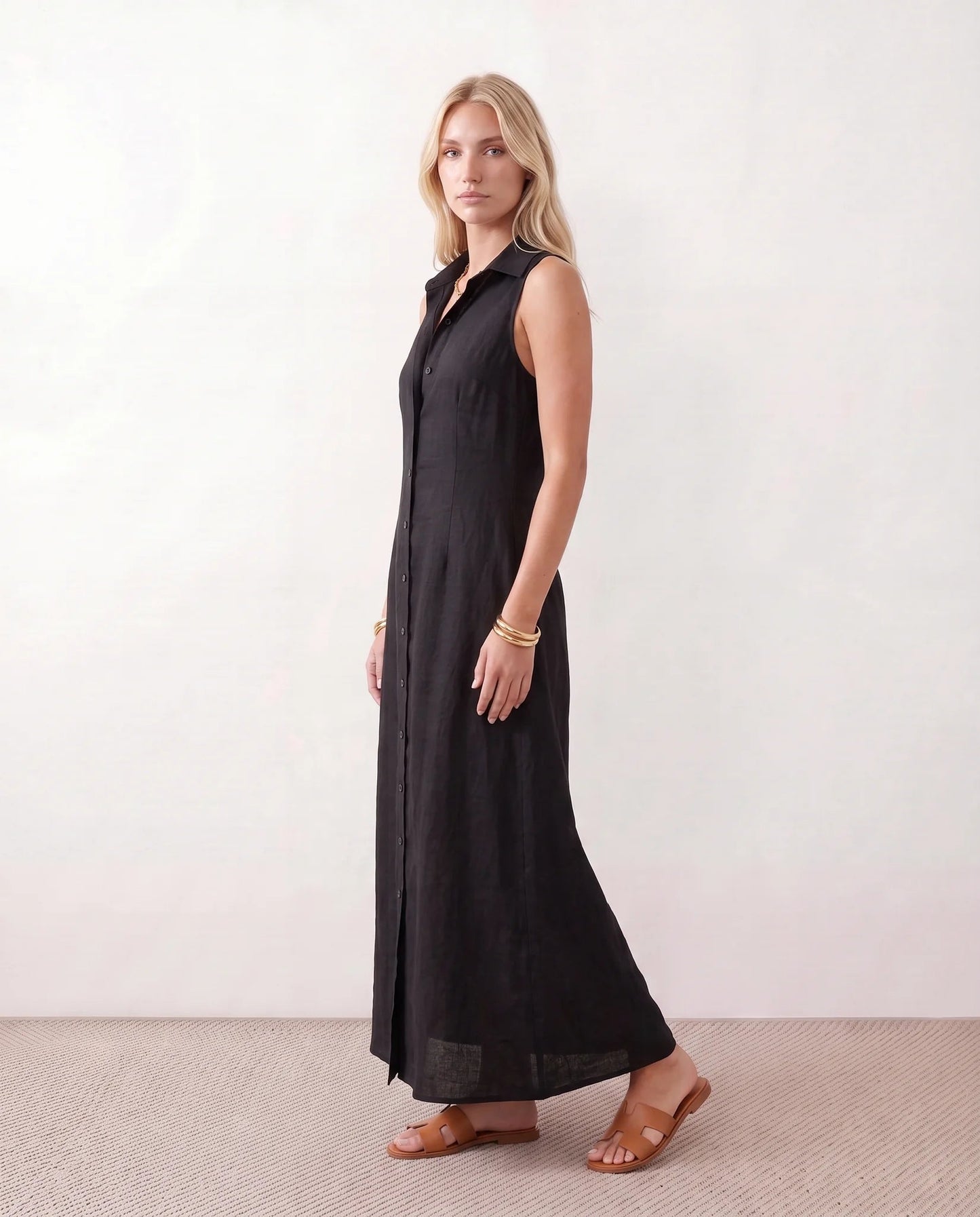 Maelys | Button-Front Sleeveless Maxi Dress