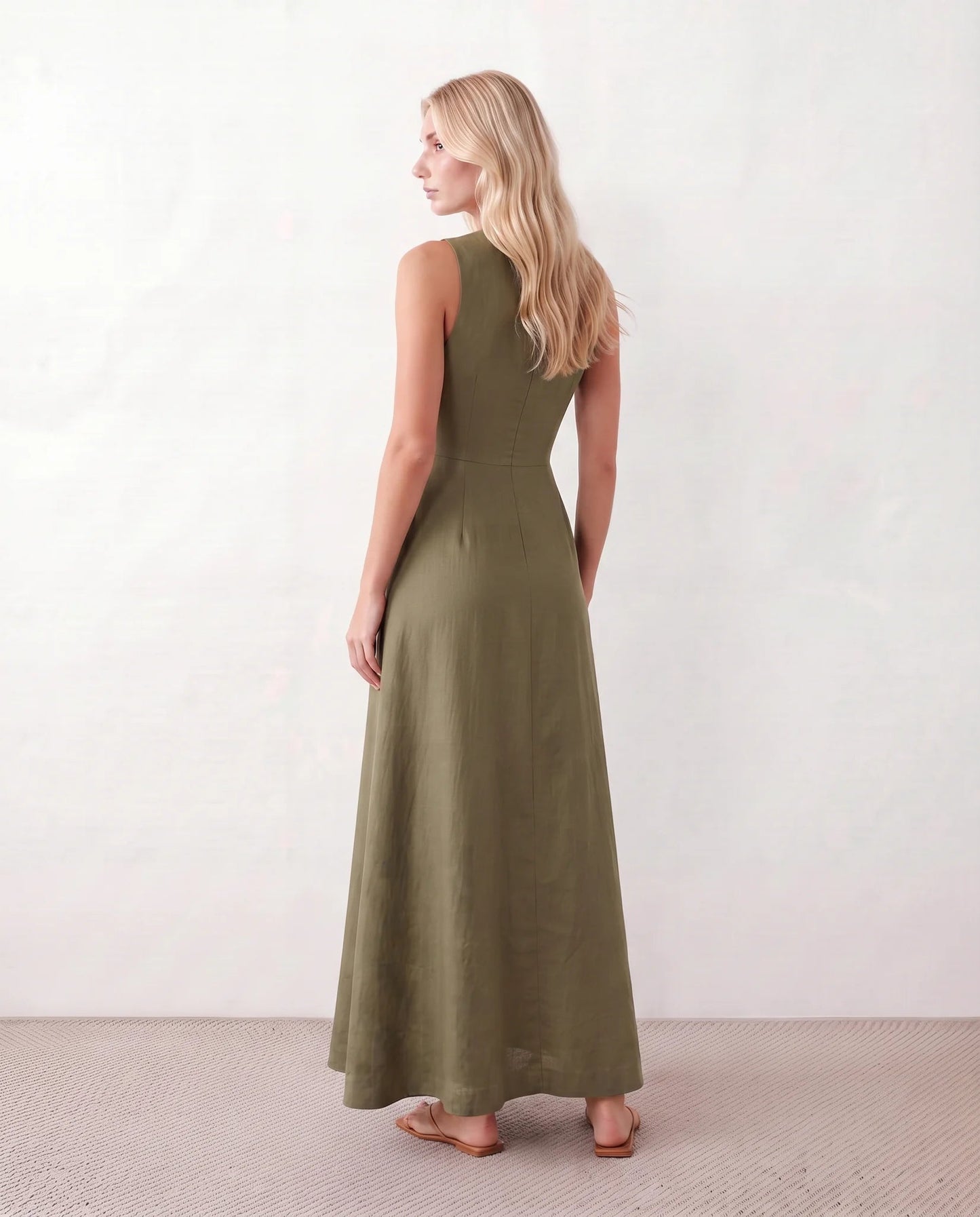 Maelys | Button-Front Sleeveless Maxi Dress