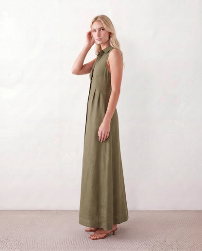Maelys | Button-Front Sleeveless Maxi Dress