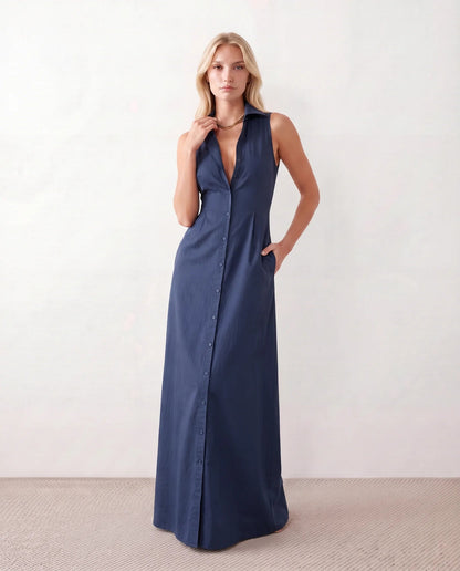 Maelys | Button-Front Sleeveless Maxi Dress