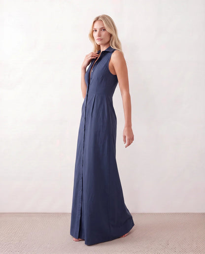 Maelys | Button-Front Sleeveless Maxi Dress