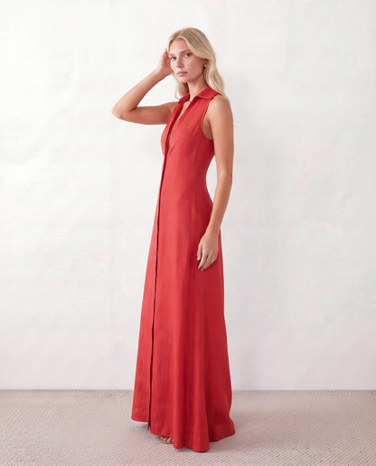 Maelys | Button-Front Sleeveless Maxi Dress