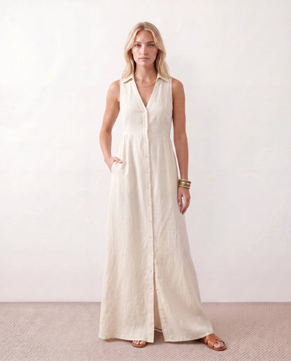 Maelys | Button-Front Sleeveless Maxi Dress