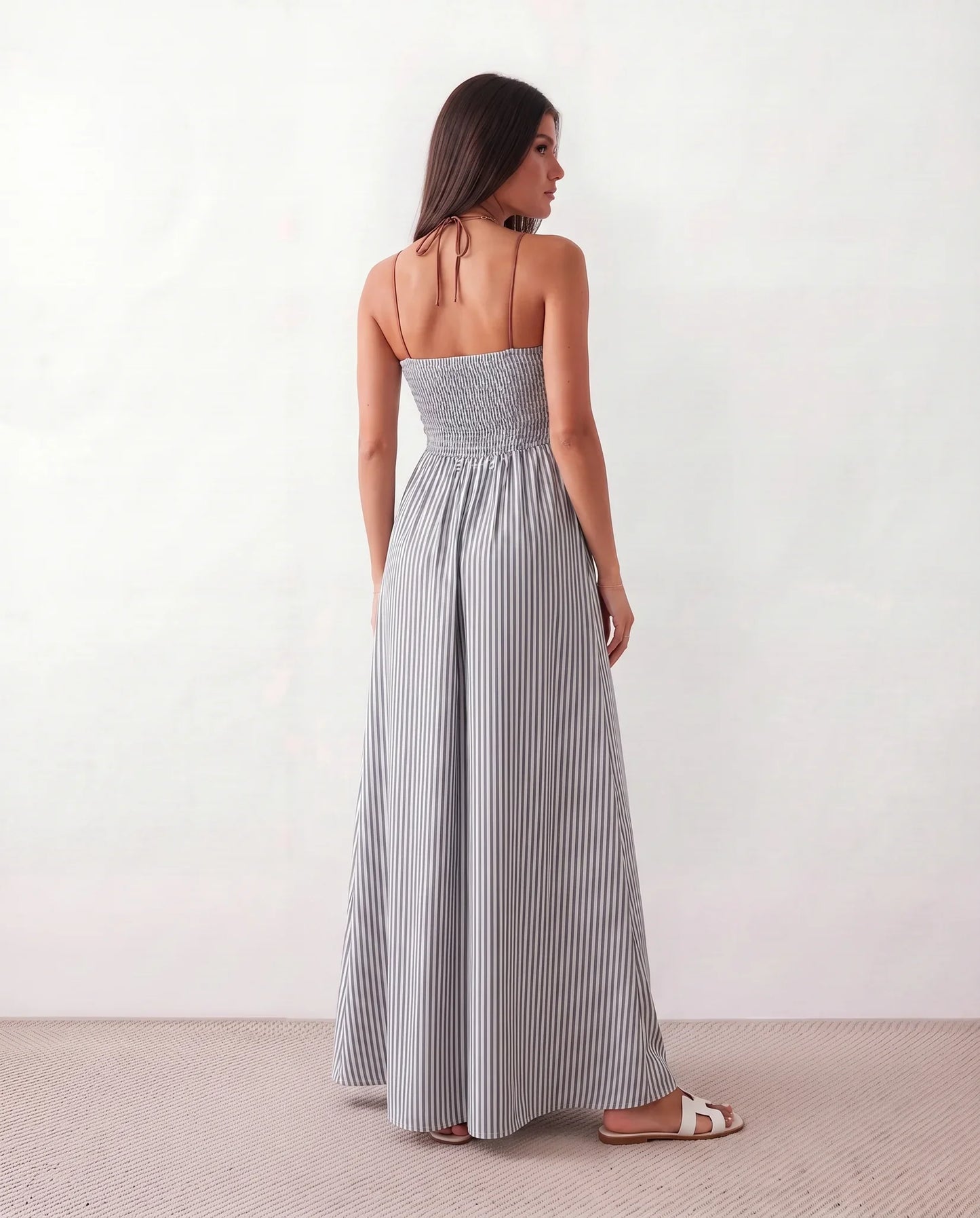 Perrine | Women's Striped Halter Maxi Dress