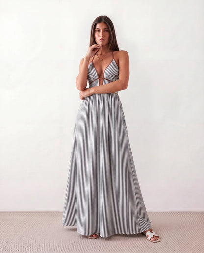 Perrine | Women's Striped Halter Maxi Dress