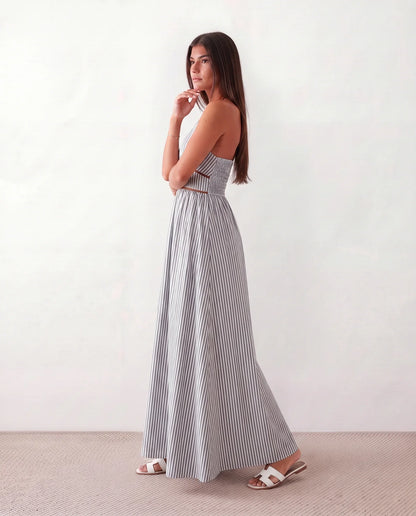 Perrine | Women's Striped Halter Maxi Dress