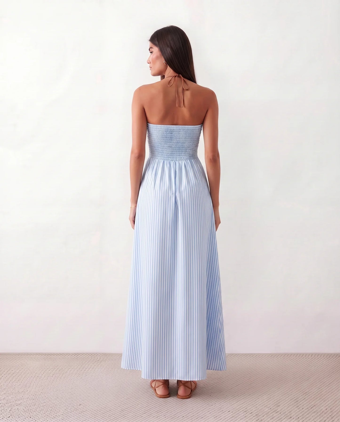 Perrine | Women's Striped Halter Maxi Dress