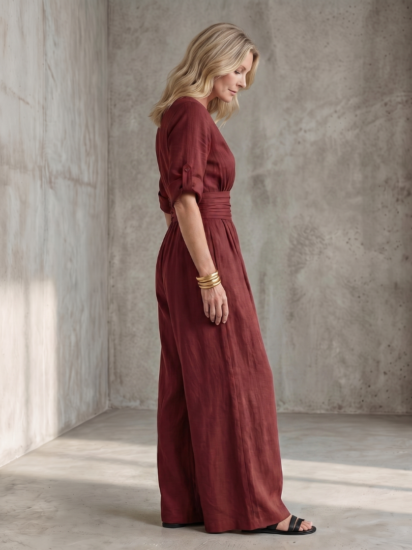 Solene | Women's Cross Front Wide Leg Jumpsuit