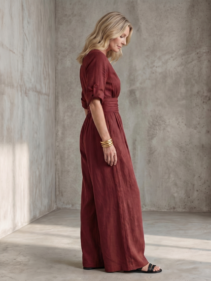 Solene | Women's Cross Front Wide Leg Jumpsuit
