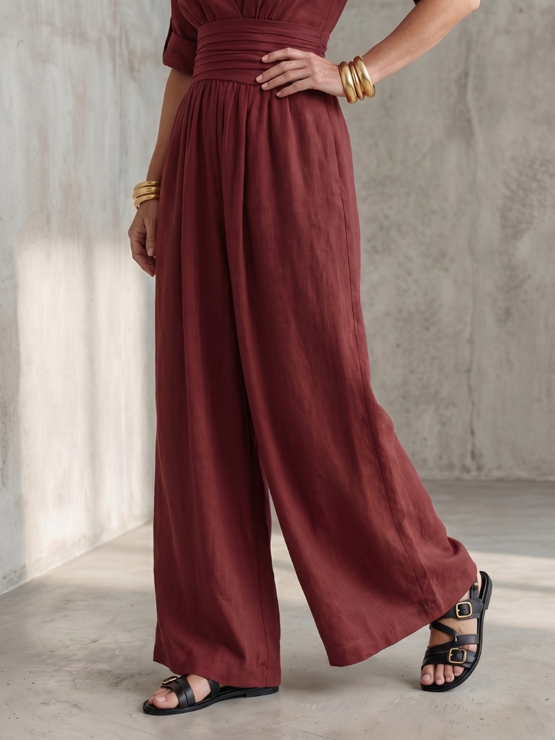 Solene | Women's Cross Front Wide Leg Jumpsuit
