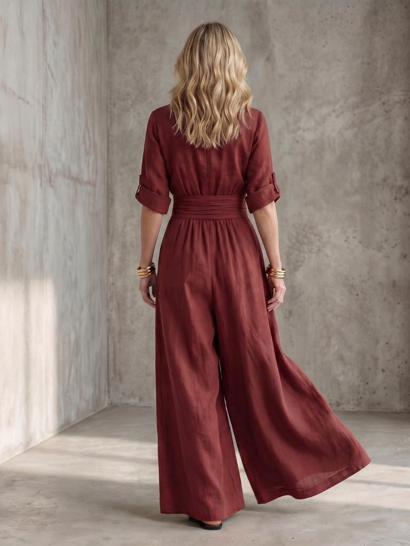 Solene | Women's Cross Front Wide Leg Jumpsuit