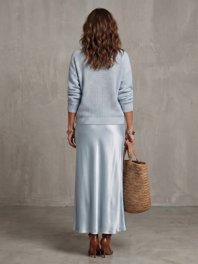 Severine | Women's Knit and Satin Skirt Set