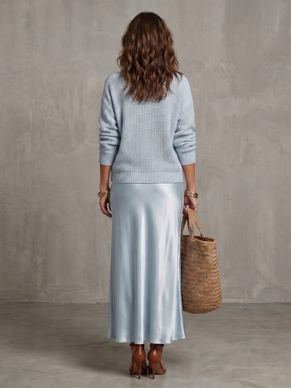 Severine | Women's Knit and Satin Skirt Set