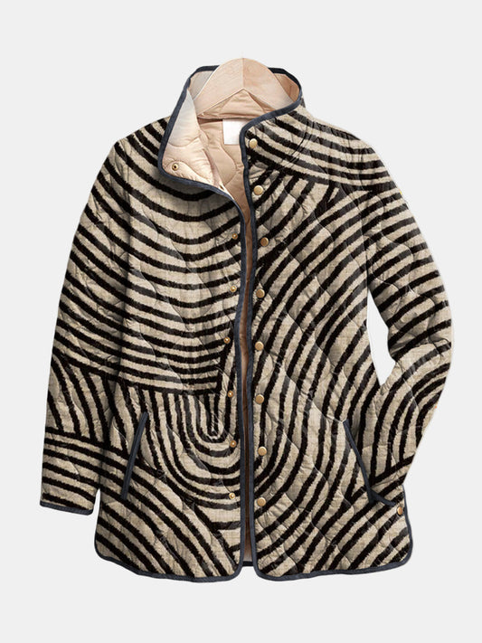 Rena | Retro Circle Print Quilted Jacket