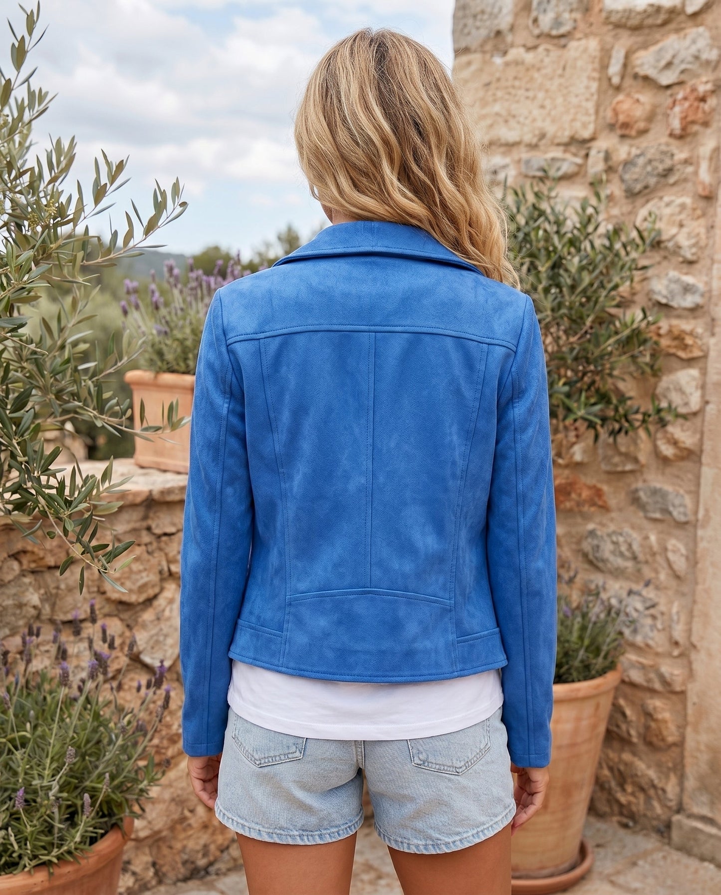 Veronique | Suede Asymmetric Zip Biker Jacket