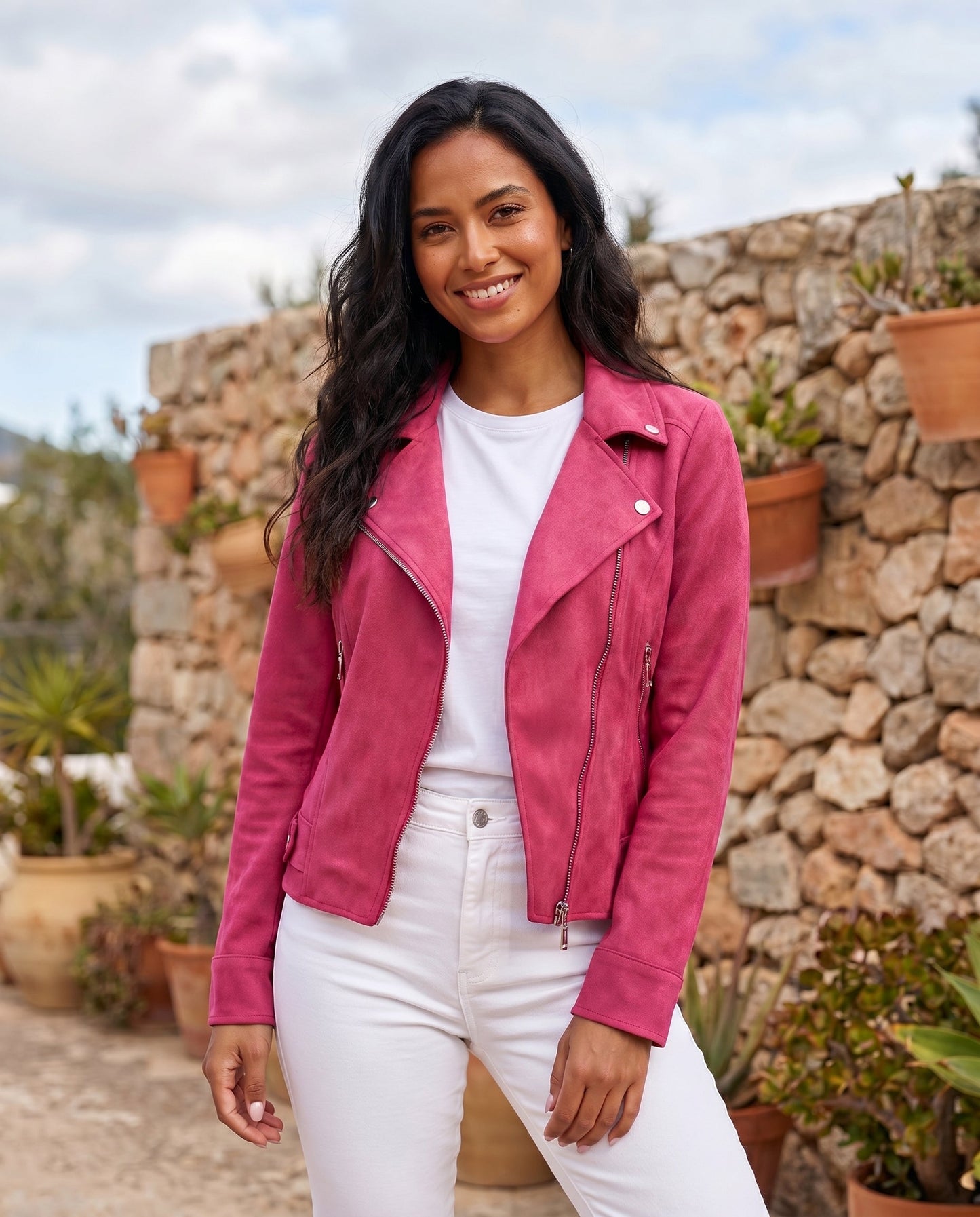 Veronique | Suede Asymmetric Zip Biker Jacket