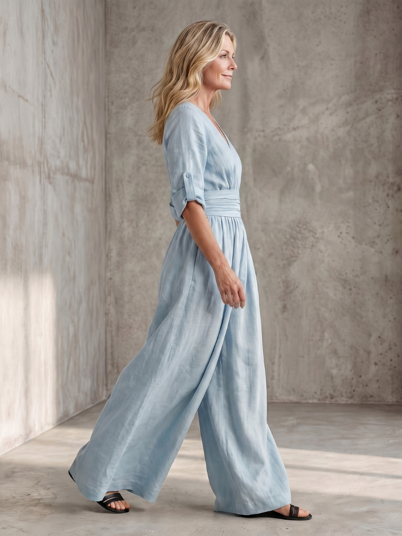 Solene | Women's Cross Front Wide Leg Jumpsuit